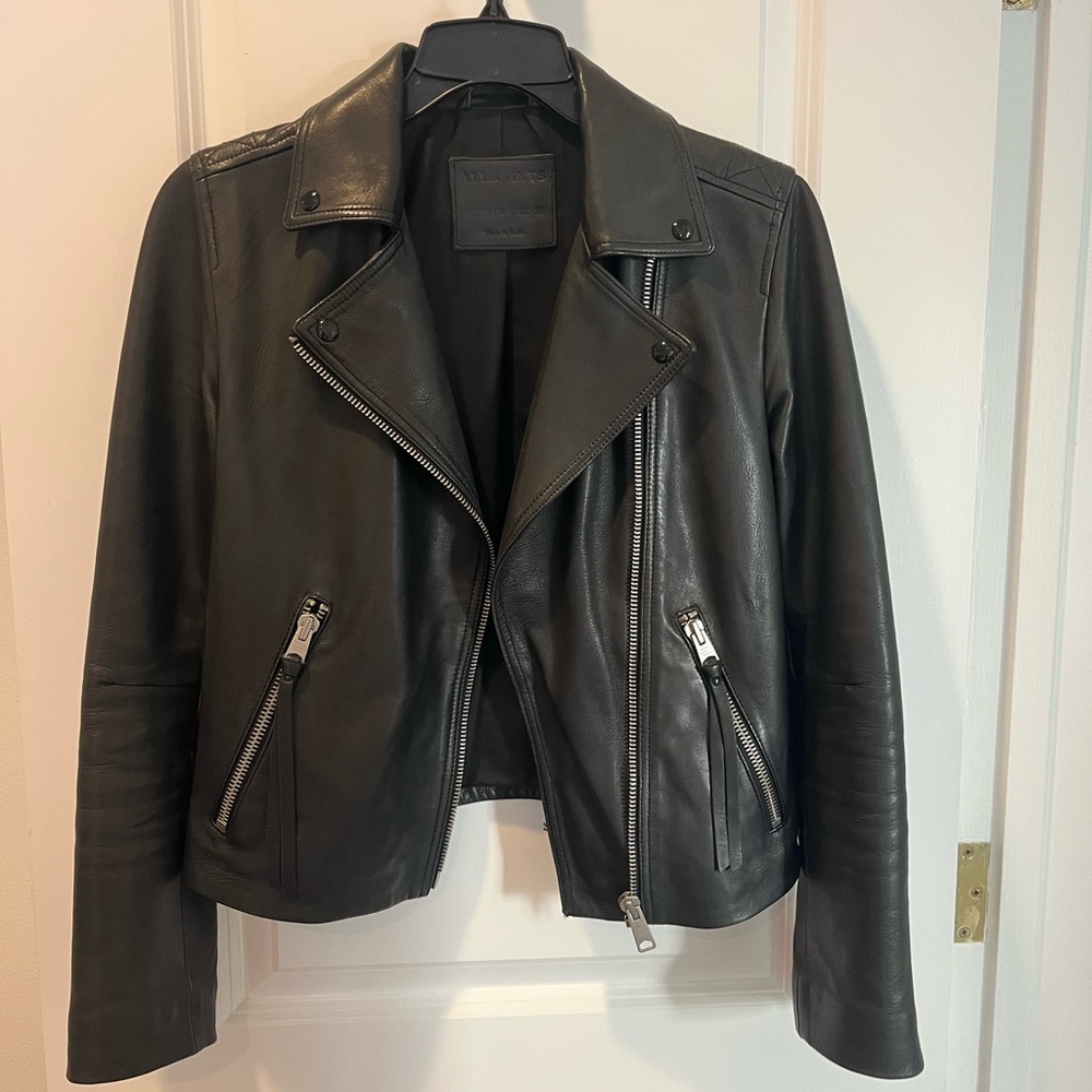 All Saints leather biker jacket Size 6
